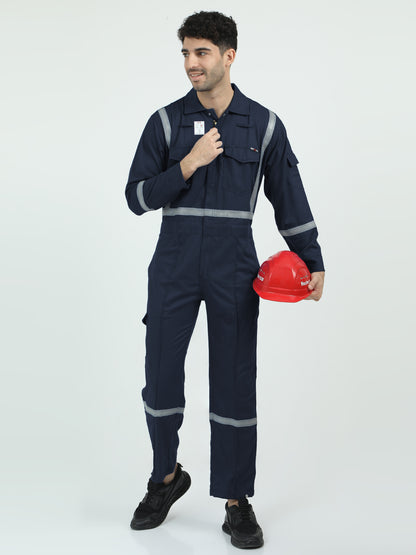 NuMode Industrial Inherent Fire Retardant High-Visibility Coverall - Navy