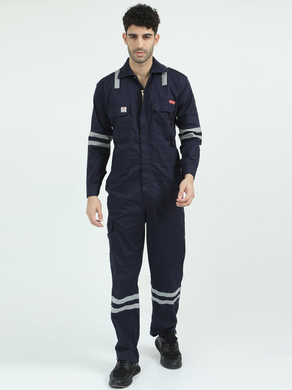 NuMode Industrial Treated Fire Retardant High-Visibility Coverall - Navy