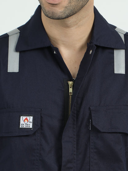 NuMode Industrial Treated Fire Retardant High-Visibility Coverall - Navy