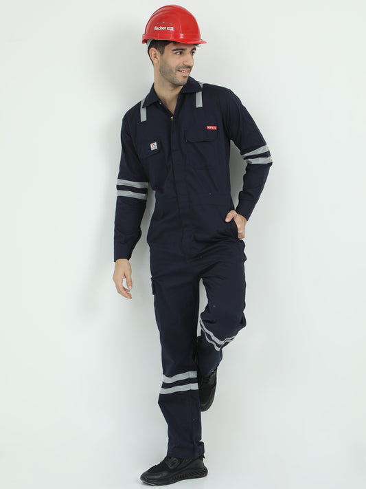 NuMode Industrial Treated Fire Retardant High-Visibility Coverall - Navy