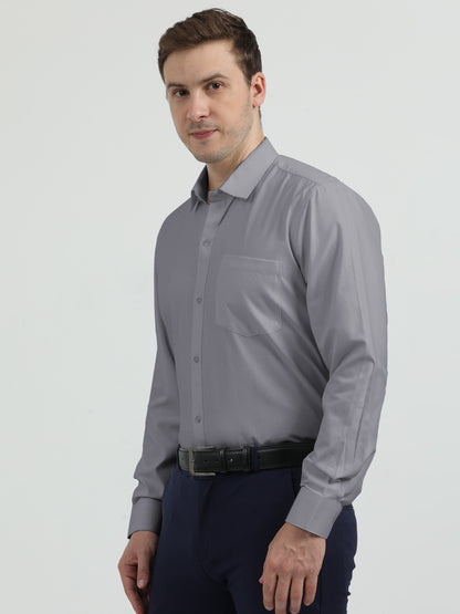 NuMode 100% Cotton Full Sleeves Formal Shirt - Grey