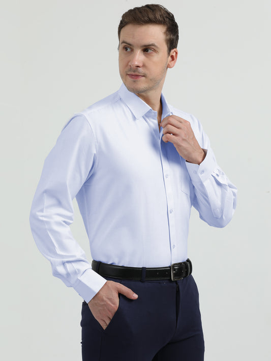 NuMode 100% Cotton Full Sleeves Formal Shirt - Sky Blue