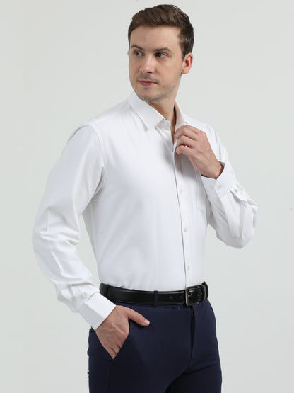 NuMode 100% Cotton Full Sleeves Formal Shirt - White