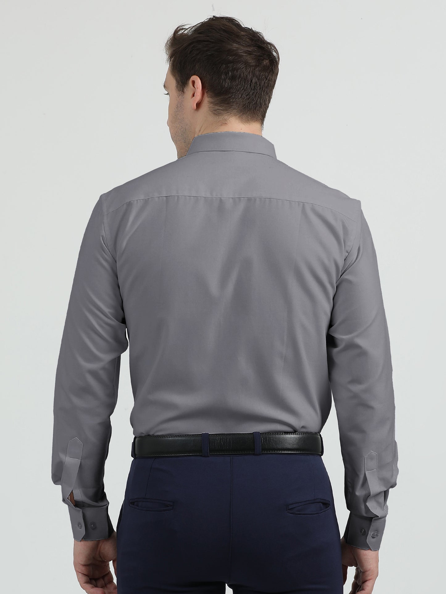 NuMode 100% Cotton Full Sleeves Formal Shirt - Grey