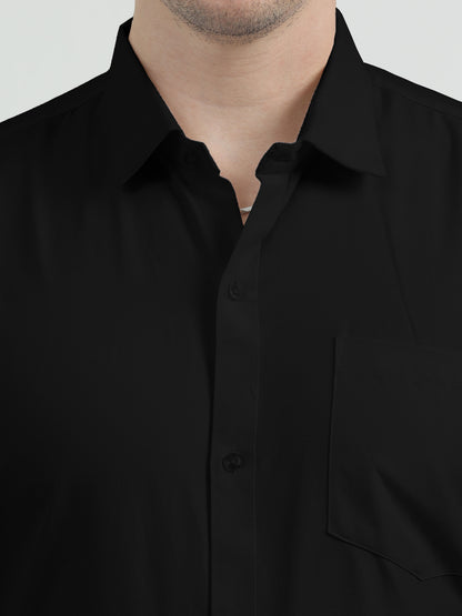 NuMode 100% Cotton Full Sleeves Formal Shirt - Black