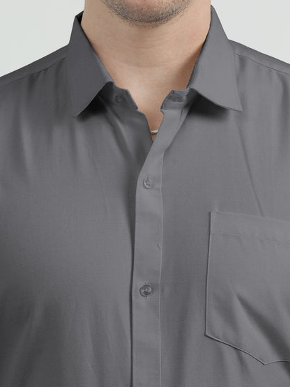 NuMode 100% Cotton Full Sleeves Formal Shirt - Grey