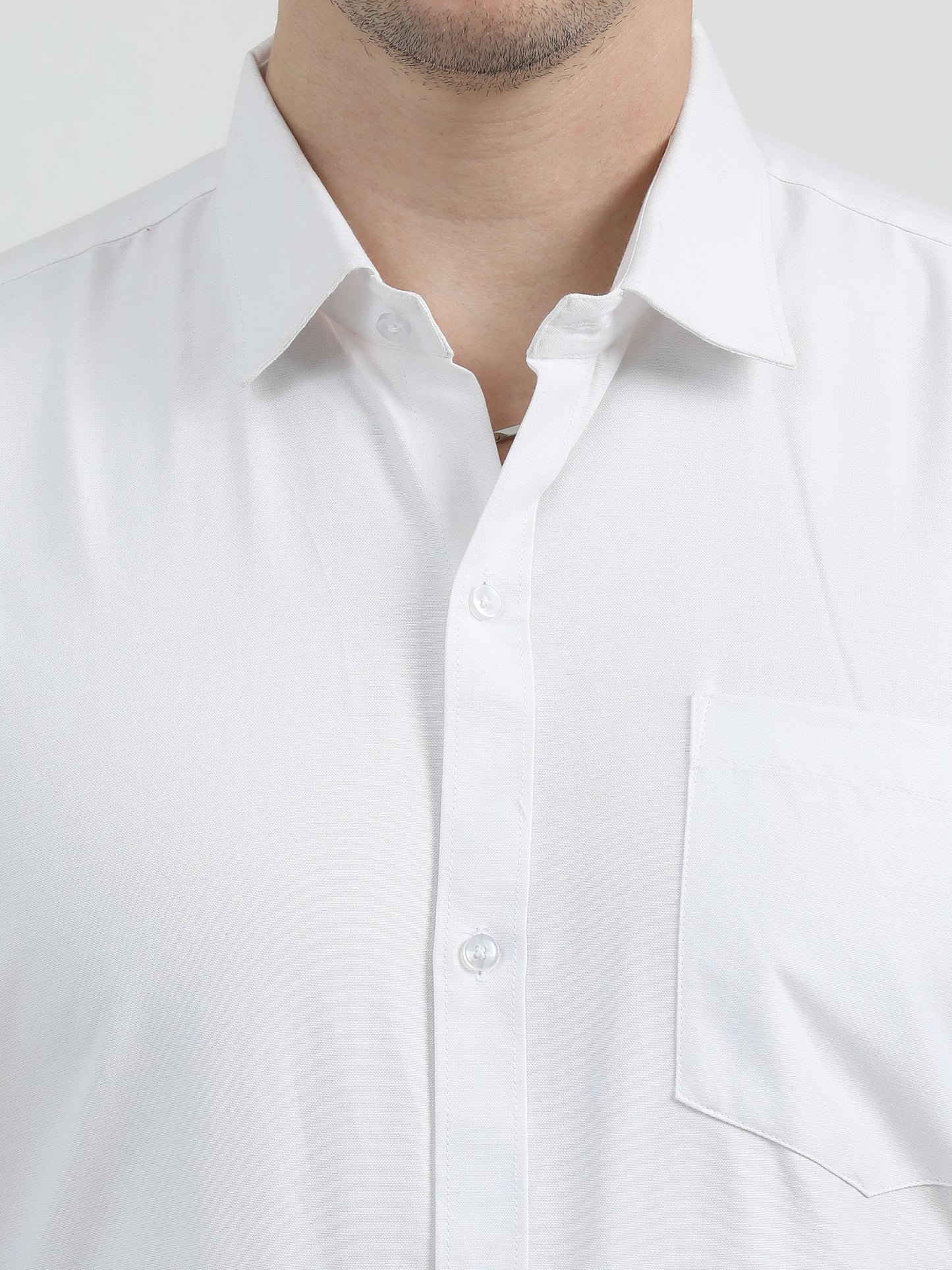 NuMode 100% Cotton Full Sleeves Formal Shirt - White