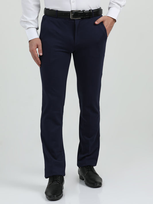 NuMode Cotton Stretch Formal Trousers - Navy