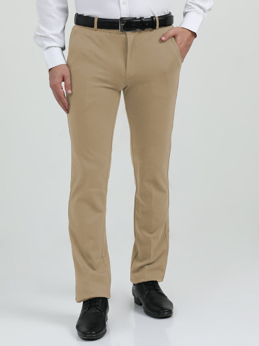 NuMode Cotton Stretch Formal Trousers - beige