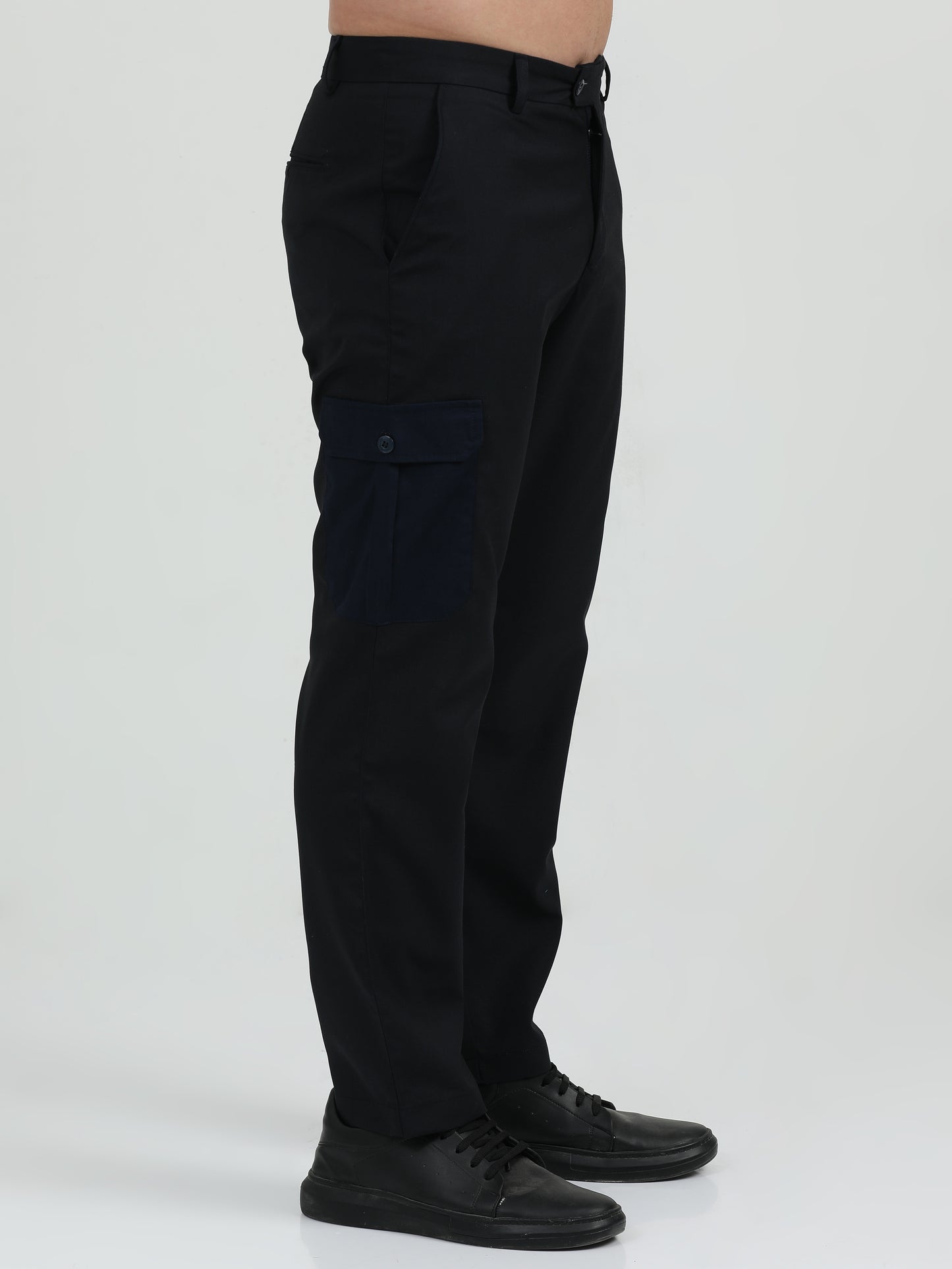 NuMode Cotton Stretch Double Pocket Cargo Trousers - Black