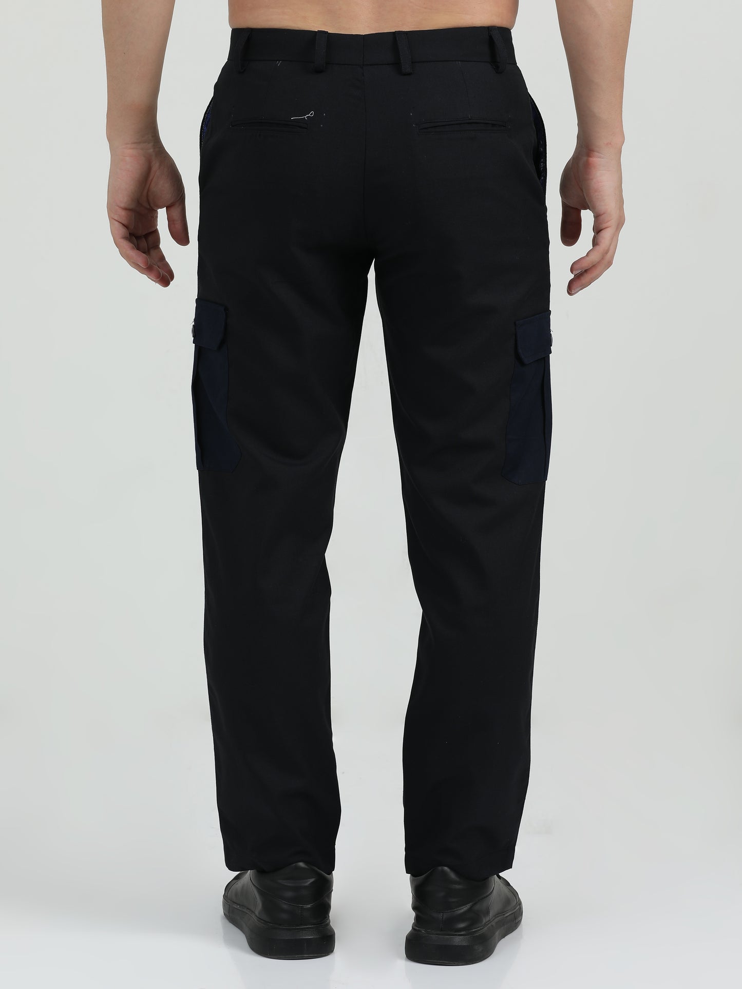 NuMode Cotton Stretch Double Pocket Cargo Trousers - Black