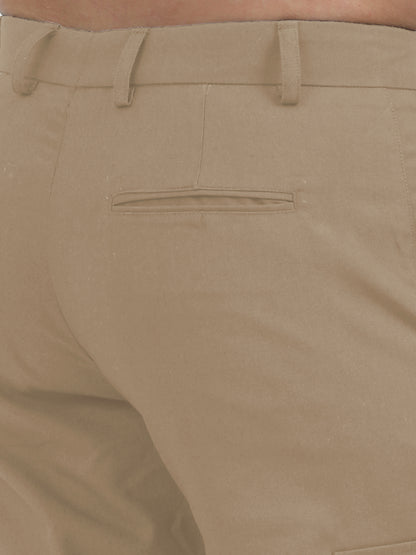 NuMode Cotton Stretch Double Pocket Cargo Trousers - Beige