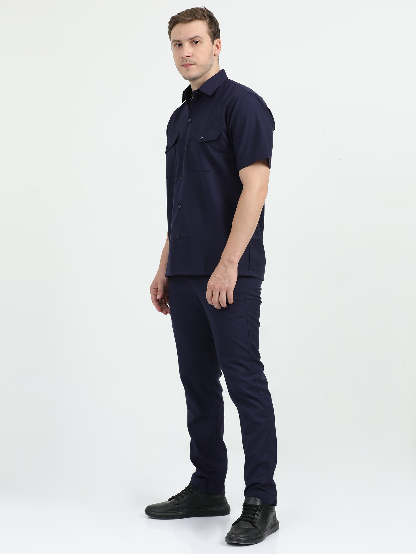 NuMode Full Sleeves Work Shirt and Cargo Uniform Set - Navy