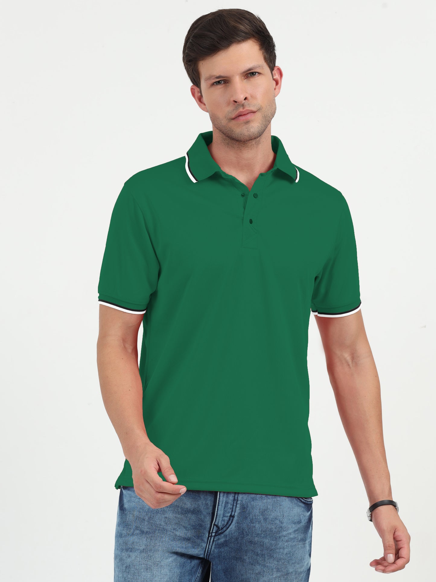 NuMode DryFit Polo with Tipping Collar - Green