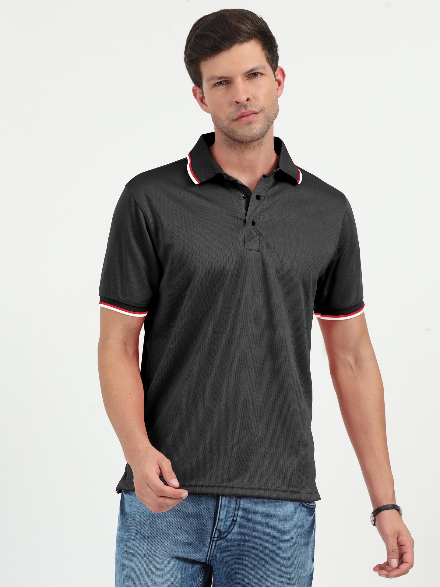 NuMode DryFit Polo with Tipping Collar - Black