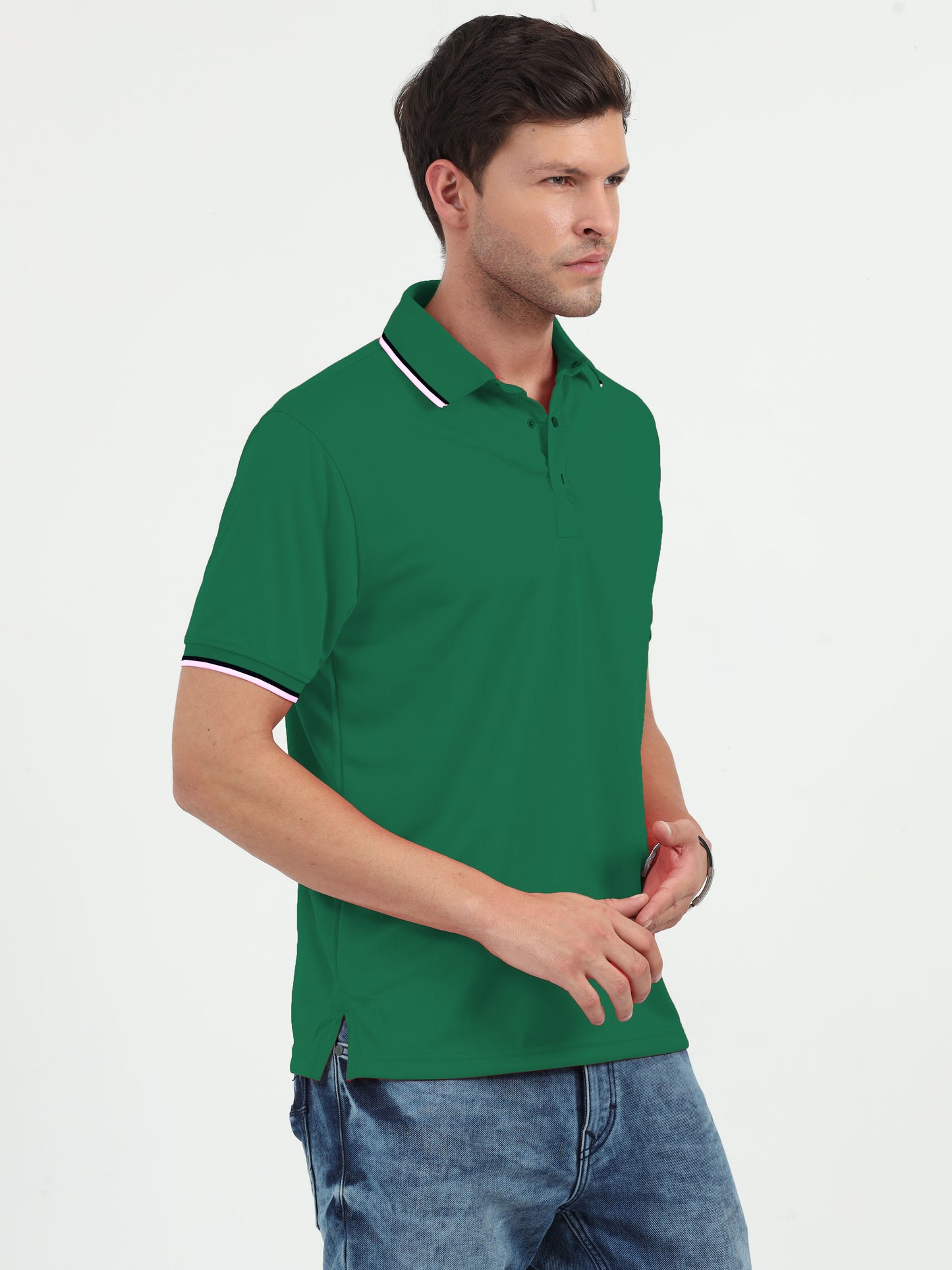 NuMode DryFit Polo with Tipping Collar - Green