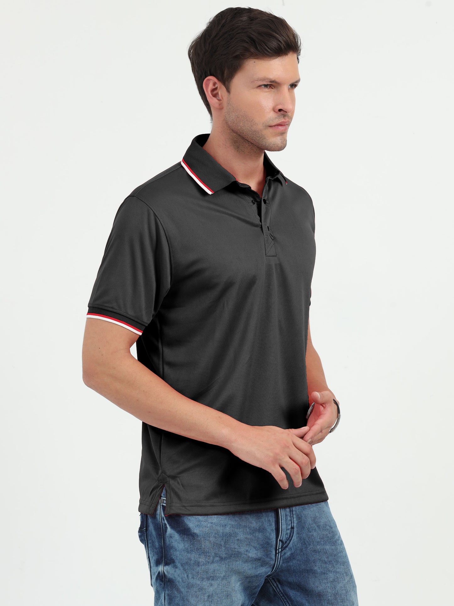 NuMode DryFit Polo with Tipping Collar - Black