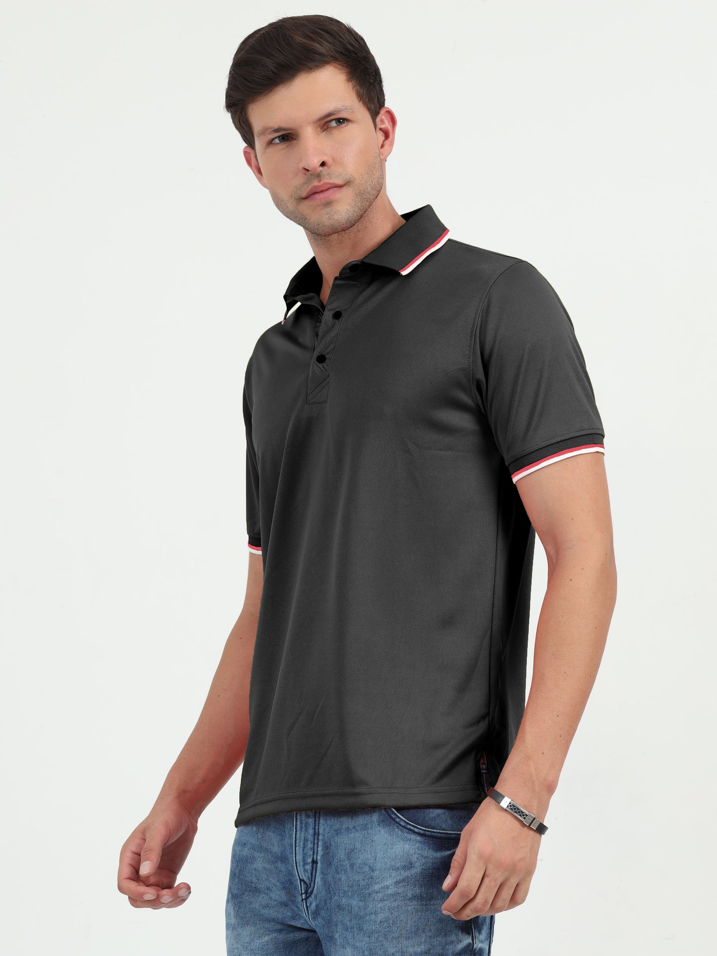 NuMode DryFit Polo with Tipping Collar - Black