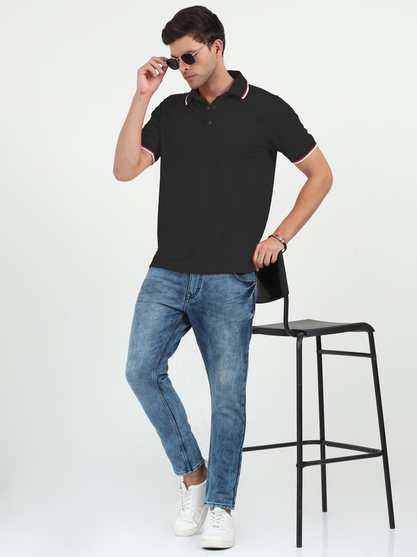 NuMode DryFit Polo with Tipping Collar - Black