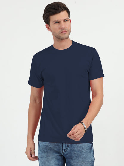 NuMode 100% Cotton Round Neck T-Shirt - Navy