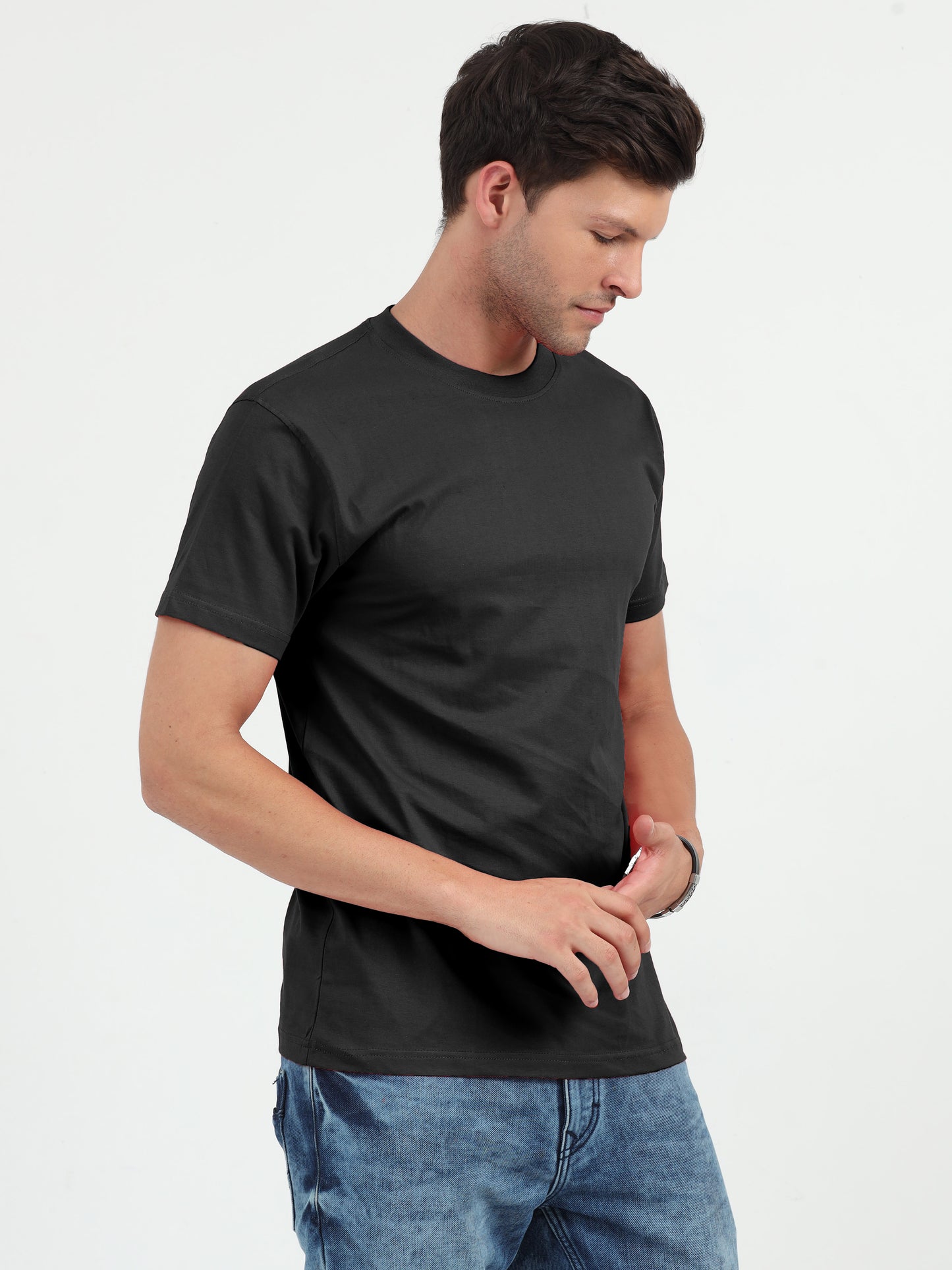 NuMode 100% Cotton Round Neck T-Shirt - Black