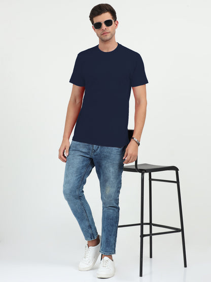 NuMode 100% Cotton Round Neck T-Shirt - Navy