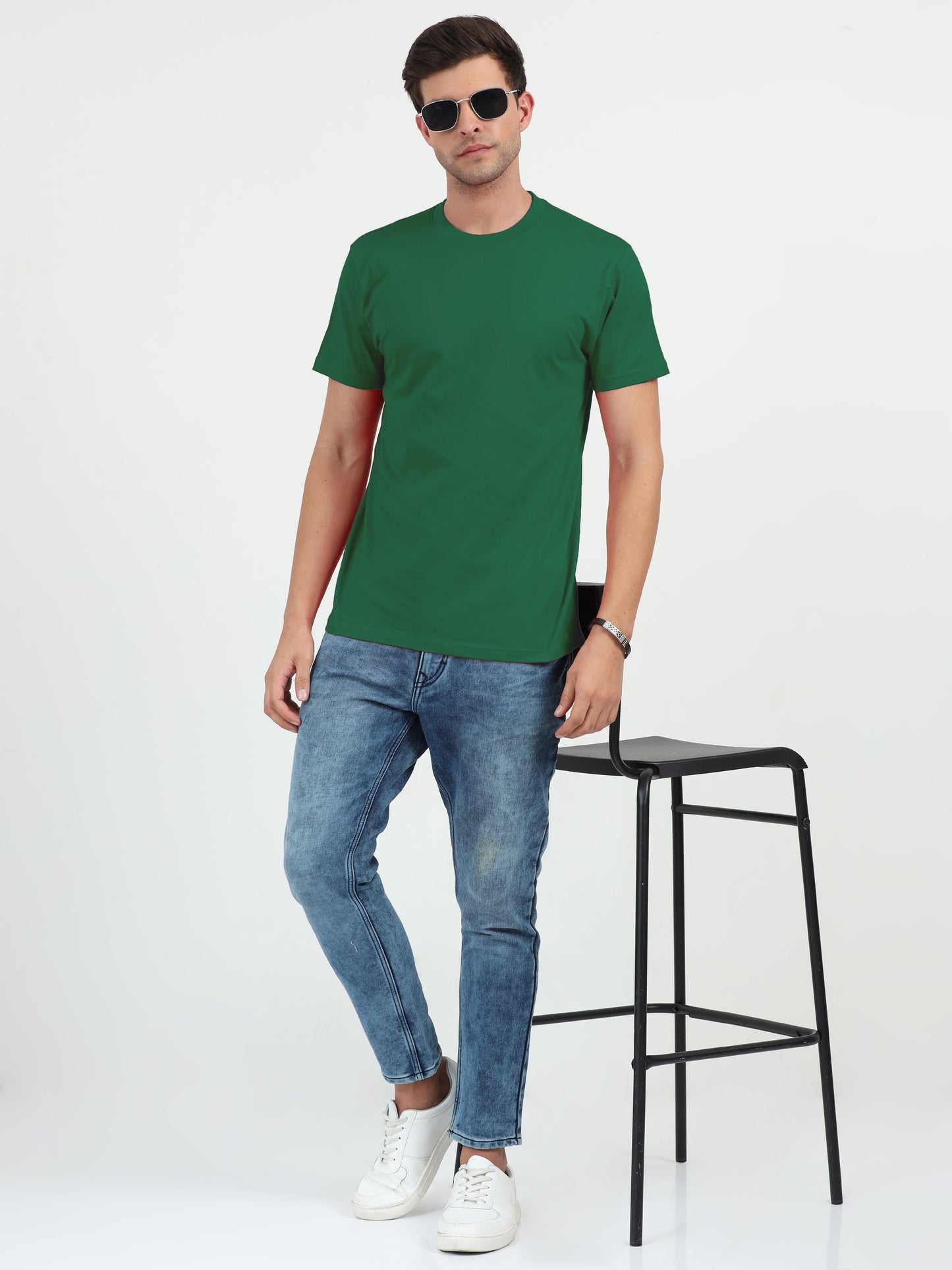 NuMode 100% Cotton Round Neck T-Shirt - Green