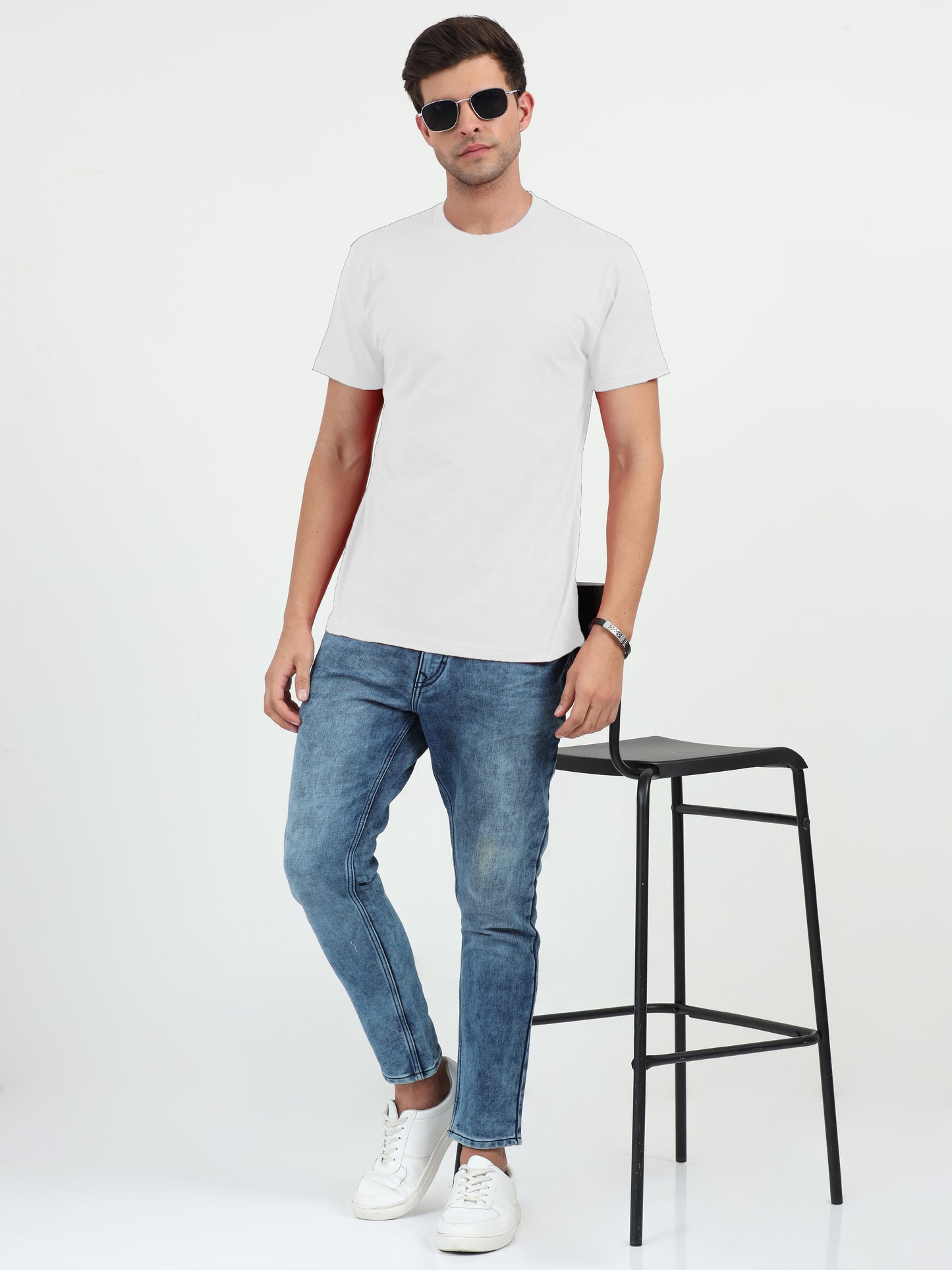 NuMode 100% Cotton Round Neck T-Shirt - White