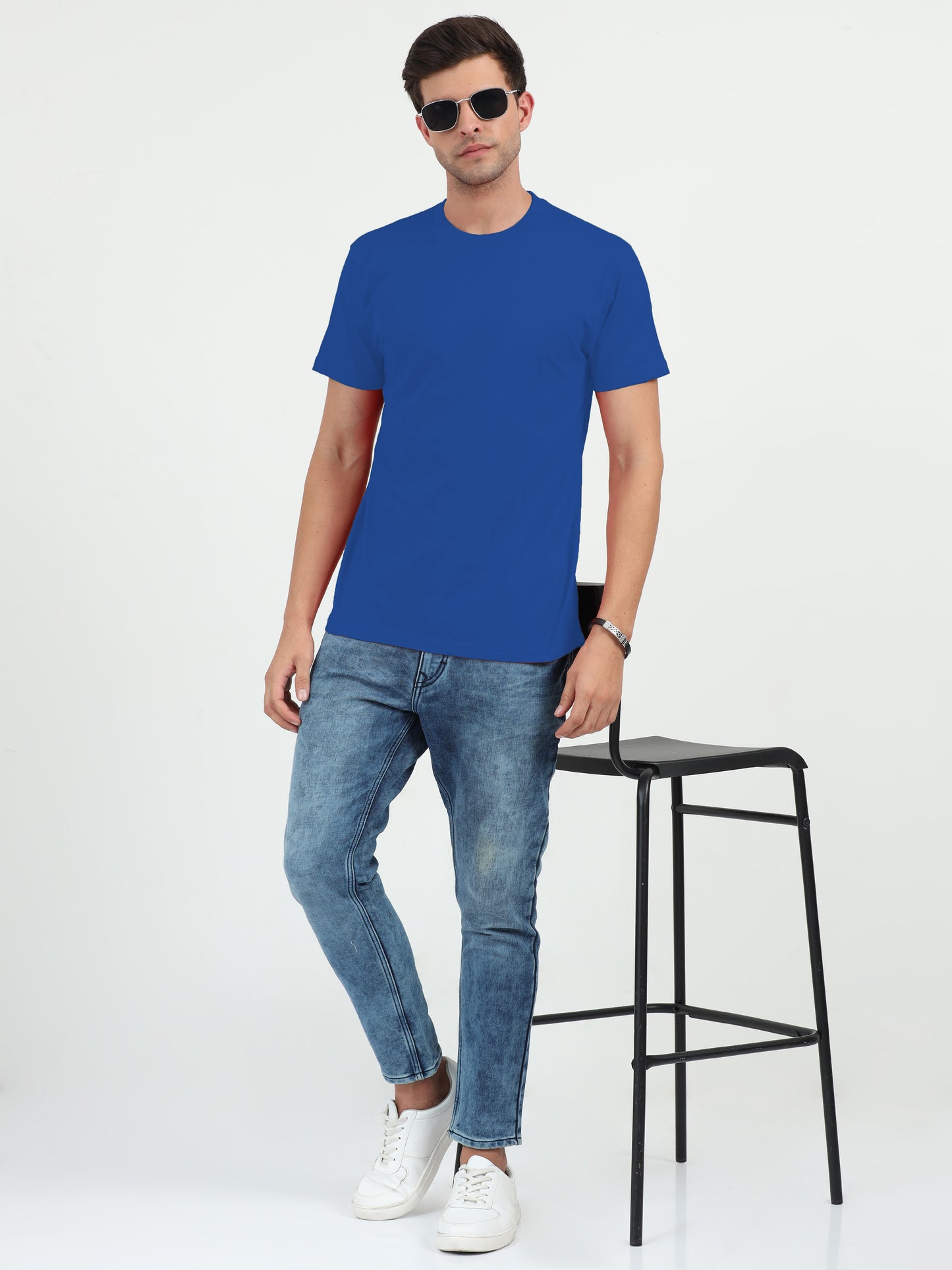 NuMode 100% Cotton Round Neck T-Shirt - Blue