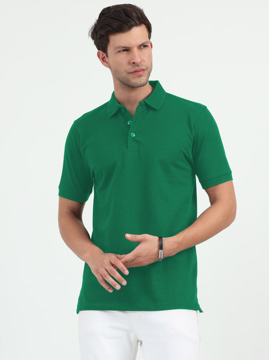 NuMode 100% Cotton Jaquard Collar Polo - Green