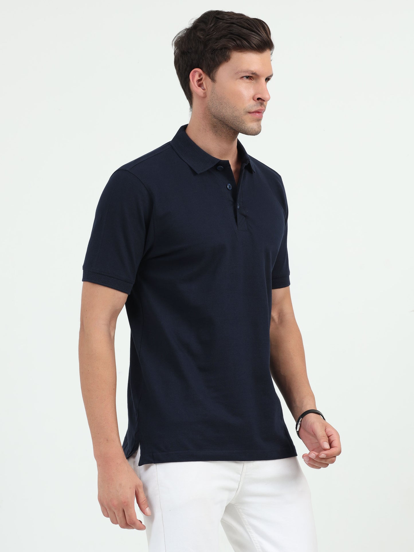 NuMode 100% Cotton Jaquard Collar Polo - black