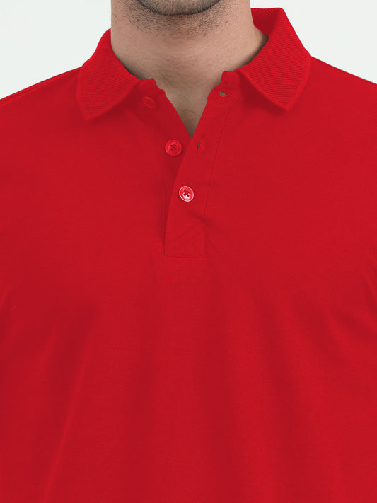 NuMode 100% Cotton Jaquard Collar Polo - Red