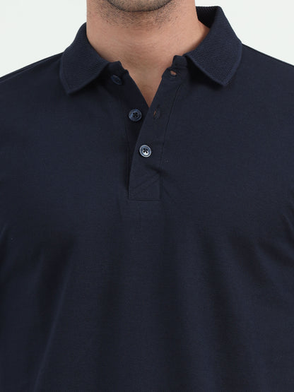 NuMode 100% Cotton Jaquard Collar Polo - black