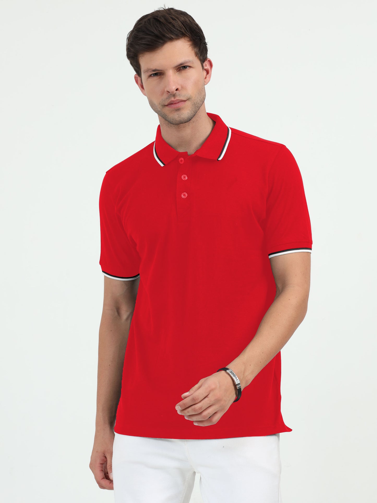 NuMode 100% Cotton Polo with Tipping Collar - Red