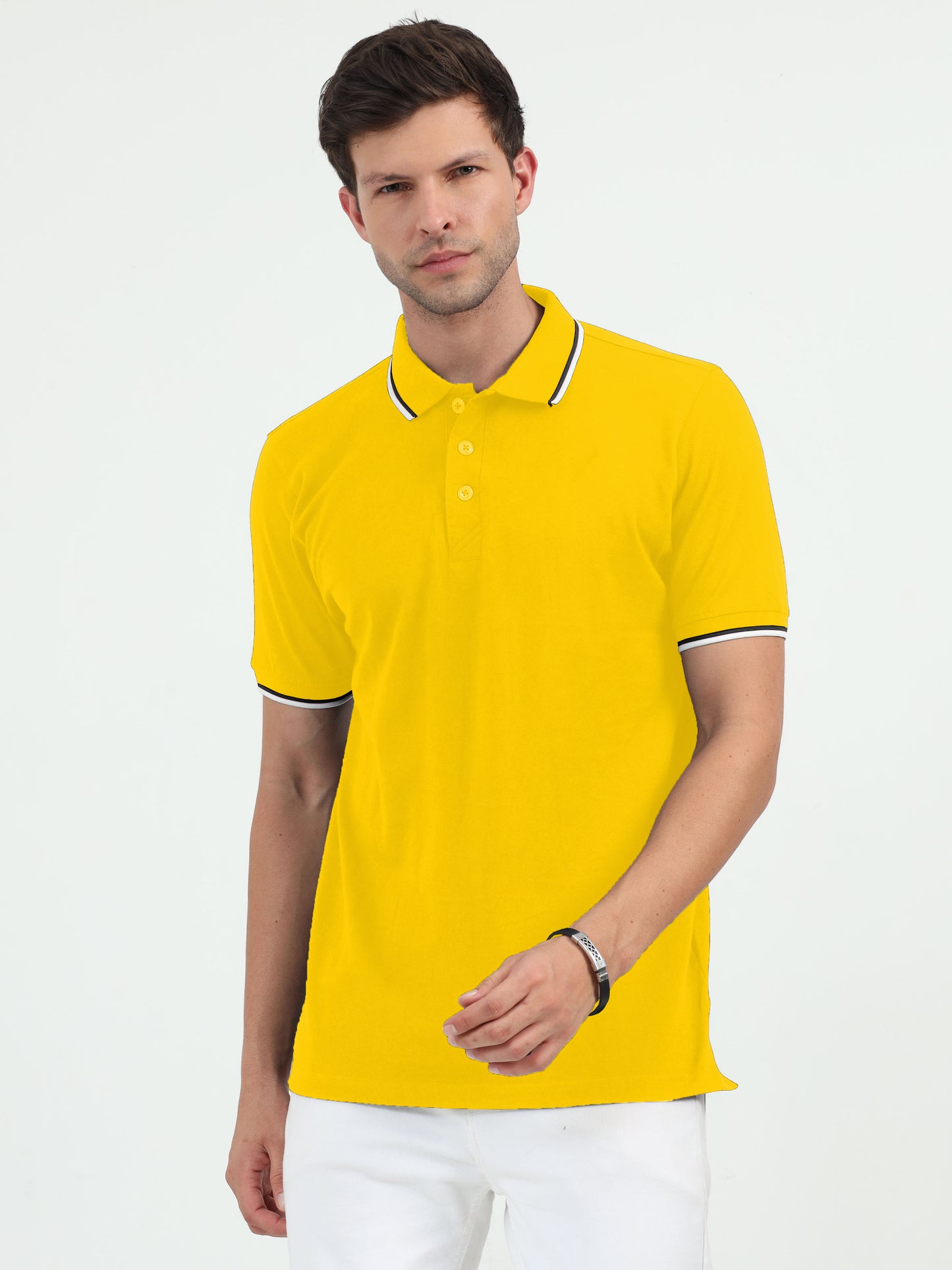 NuMode DryFit Polo with Tipping Collar - Yellow