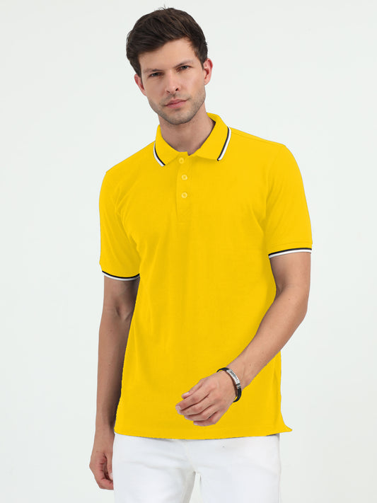 NuMode 100% Cotton Polo with Tipping Collar - yellow