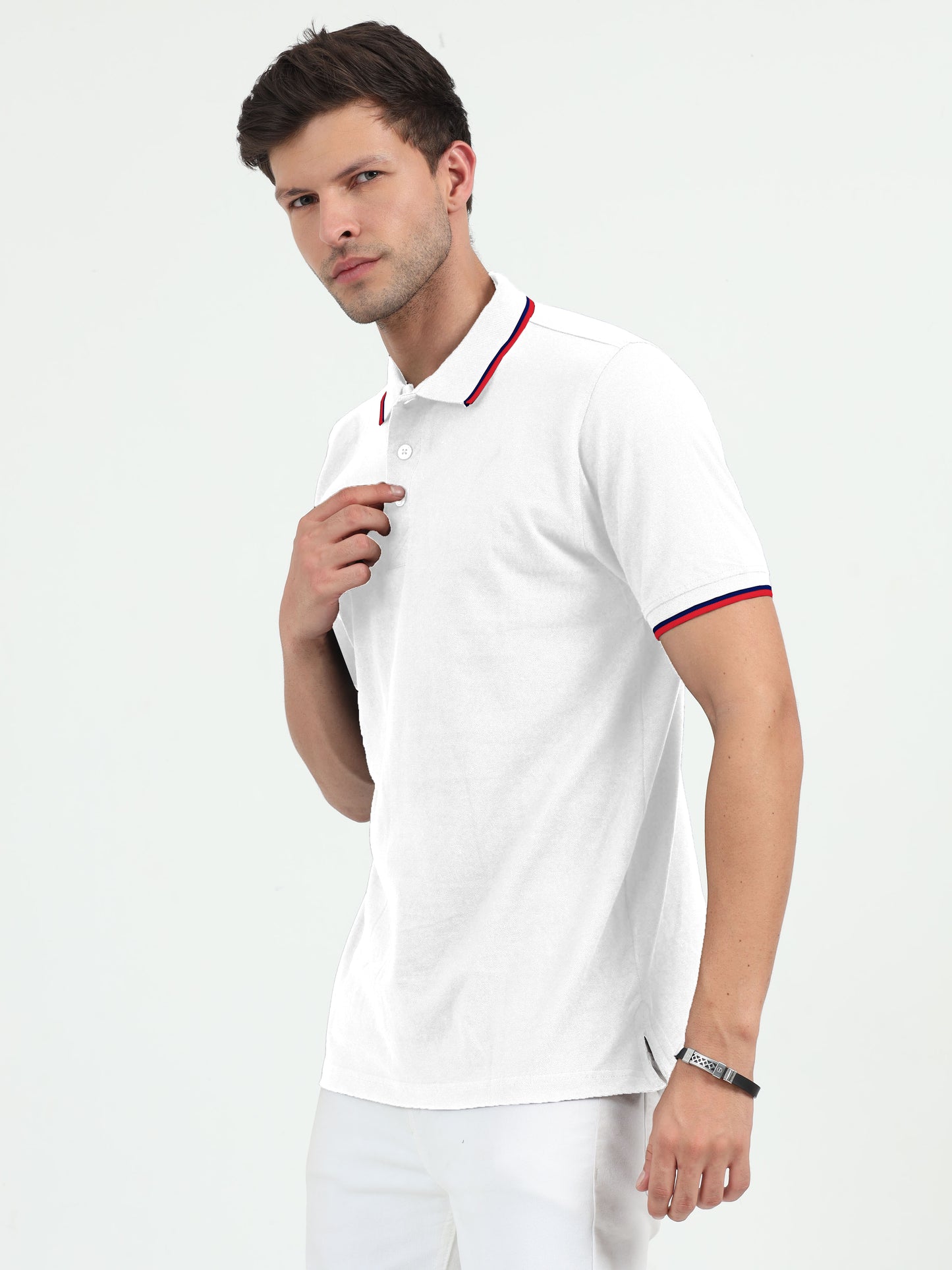 NuMode DryFit Polo with Tipping Collar - White