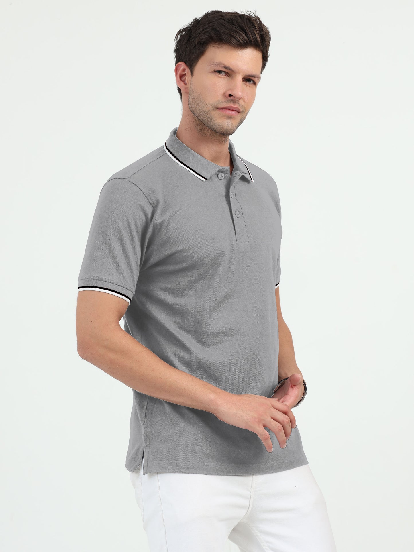 NuMode DryFit Polo with Tipping Collar - Grey