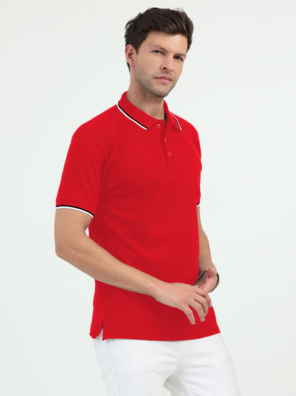 NuMode 100% Cotton Polo with Tipping Collar - Red