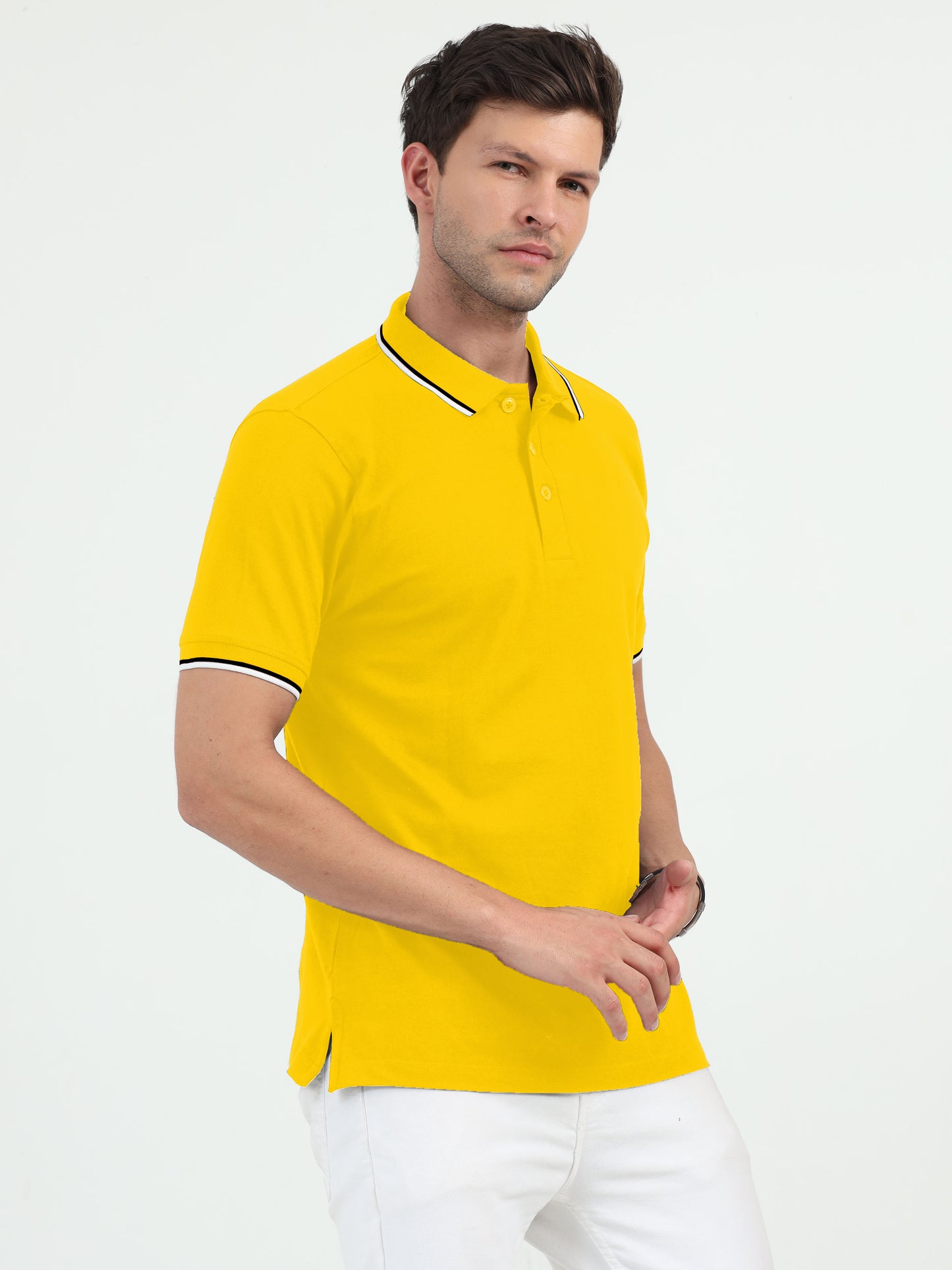 NuMode DryFit Polo with Tipping Collar - Yellow