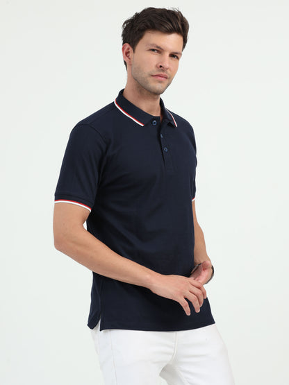 NuMode 100% Cotton Polo with Tipping Collar - Black