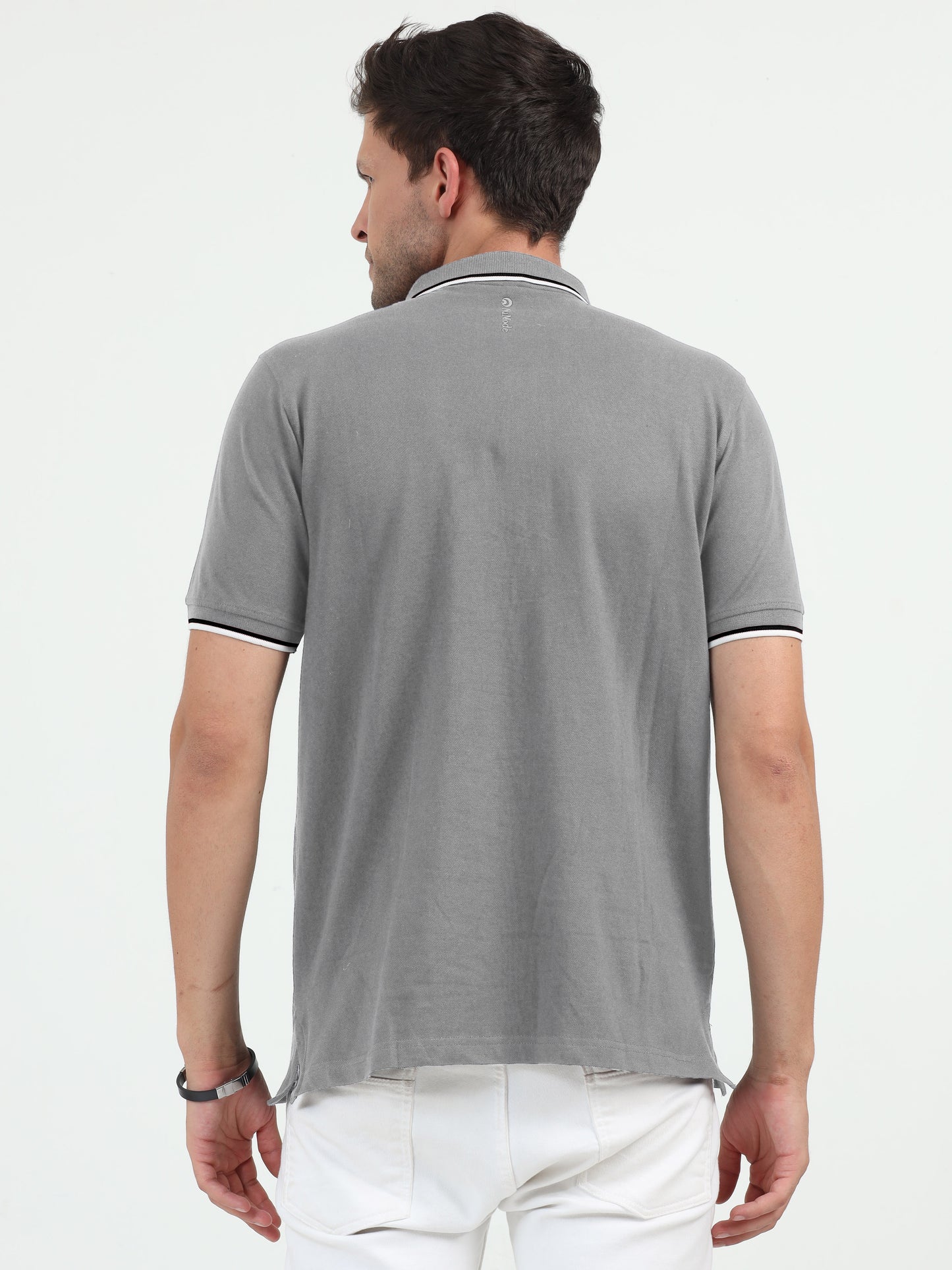 NuMode 100% Cotton Polo with Tipping Collar - Grey