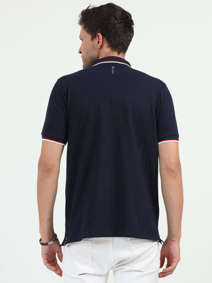 NuMode 100% Cotton Polo with Tipping Collar - Navy