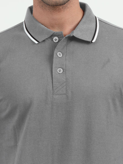 NuMode 100% Cotton Polo with Tipping Collar - Grey