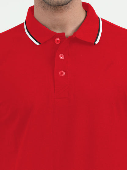 NuMode 100% Cotton Polo with Tipping Collar - Red