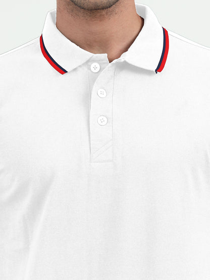 NuMode DryFit Polo with Tipping Collar - White