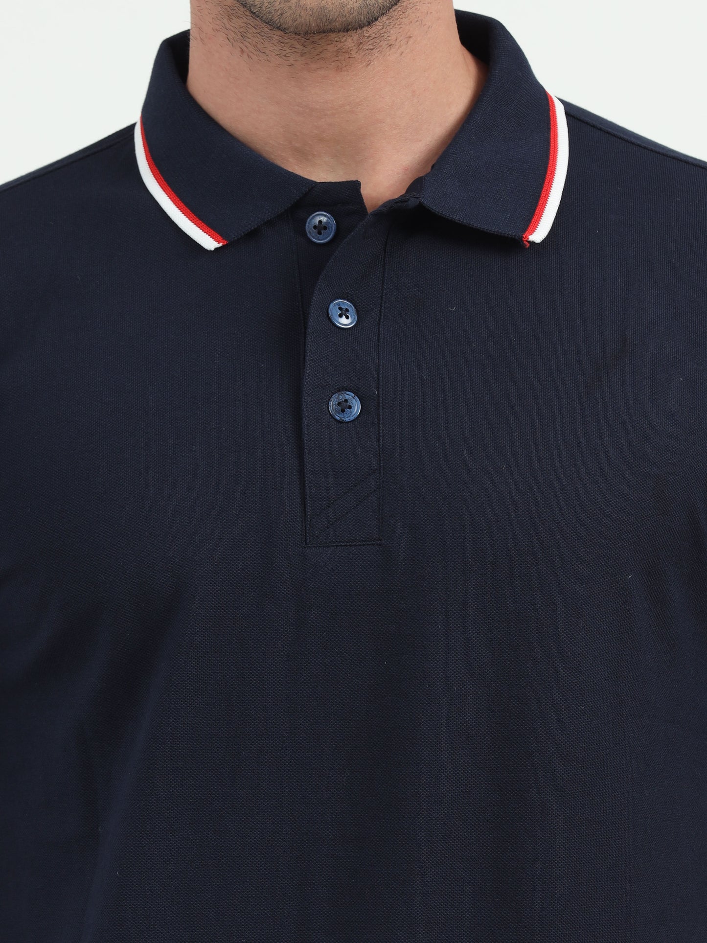 NuMode 100% Cotton Polo with Tipping Collar - Navy