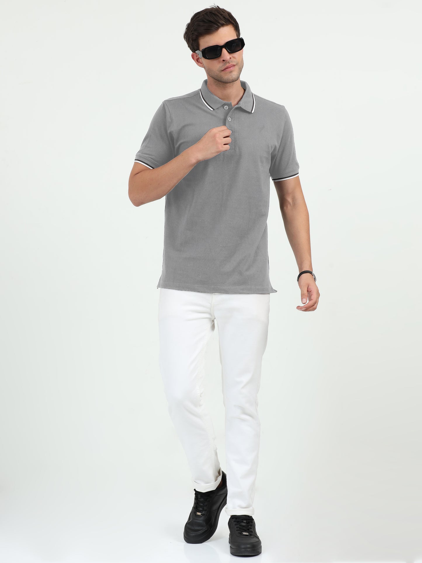 NuMode DryFit Polo with Tipping Collar - Grey