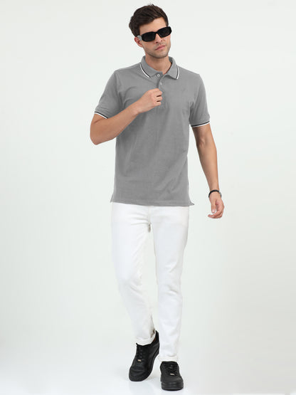 NuMode DryFit Polo with Tipping Collar - Grey