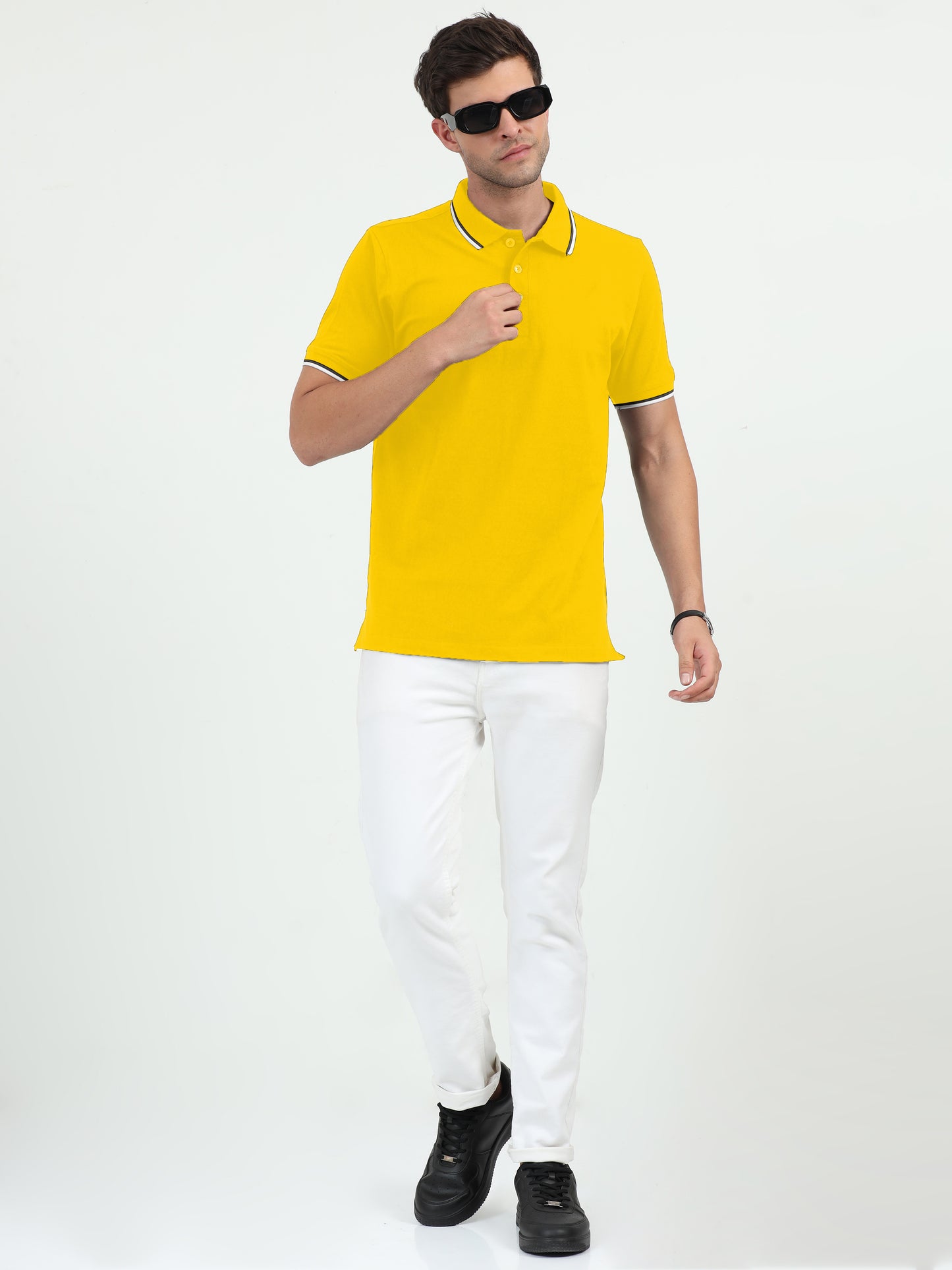 NuMode 100% Cotton Polo with Tipping Collar - yellow